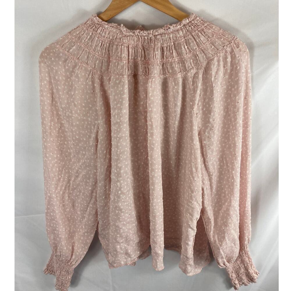 Falls Creek Mock Neck Clip Dot Blouse Pink Size XL